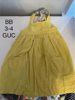 Baby Boden Yellow Polka Dot Dress for Girls Size 3-4